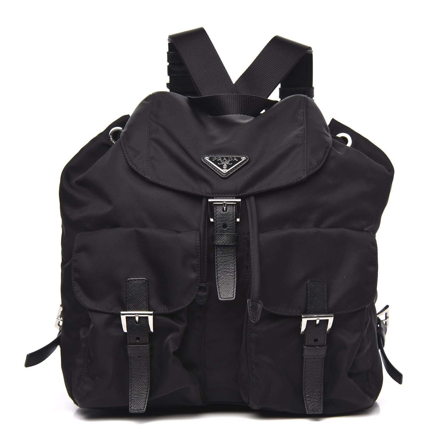Prada Tessuto Nylon Saffiano Medium Backpack Black 1 of 9