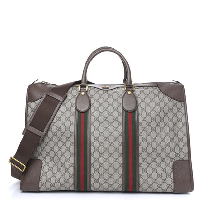 Gucci Soft GG Supreme Monogram Textured Dollar Calfskin Web Large Ophidia Carry-On Duffle Bag Beige Ebony New Acero 1 of 8