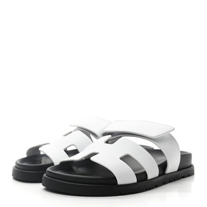 Hermes Calfskin Womens Chypre Sandals 36 White 3 of 8