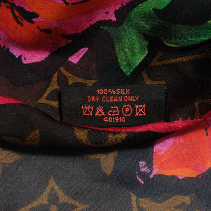 Louis Vuitton Silk Monogram Roses Scarf Marron 5 of 5