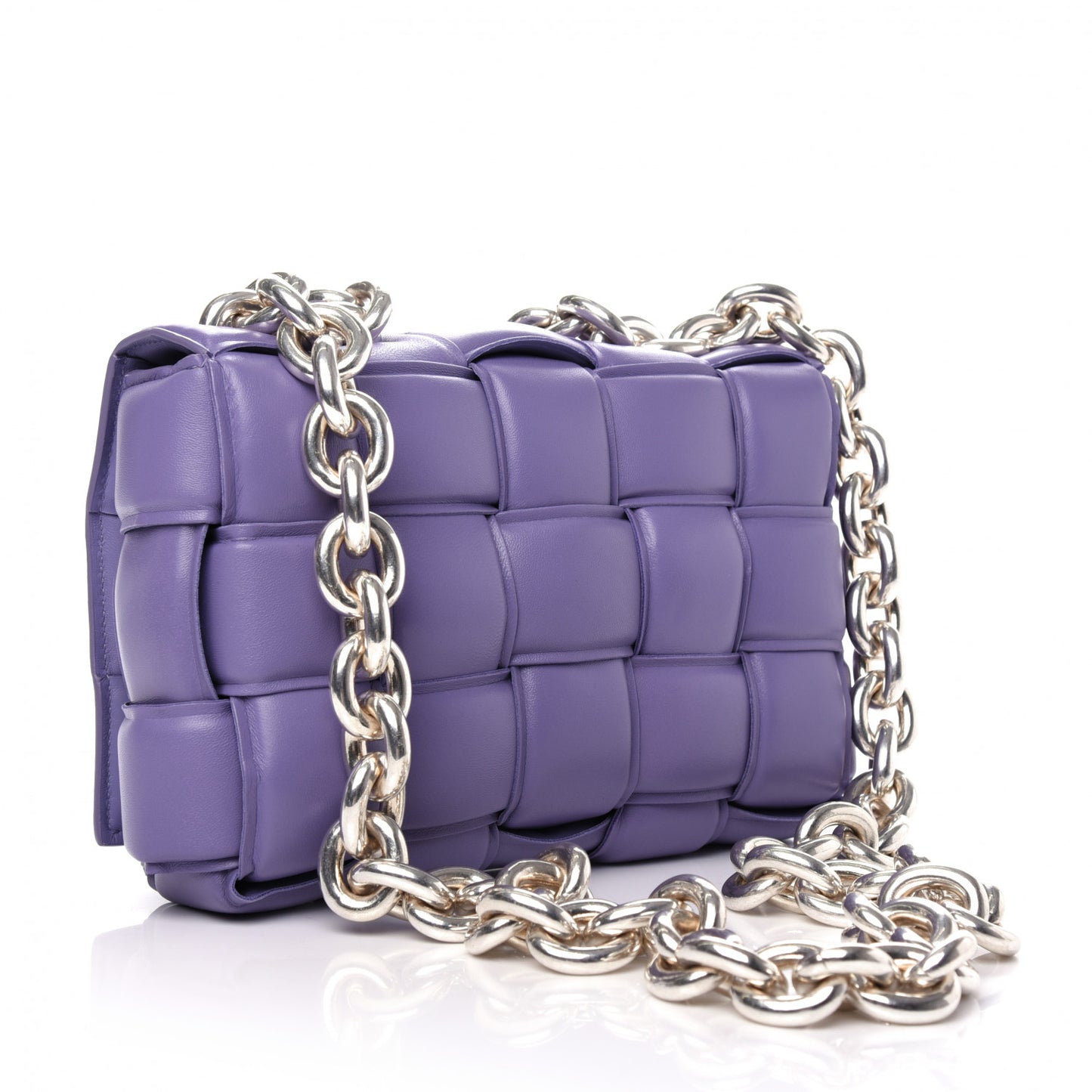 Lambskin Maxi Intreccio Padded Chain Cassette Crossbody Bag Lavender