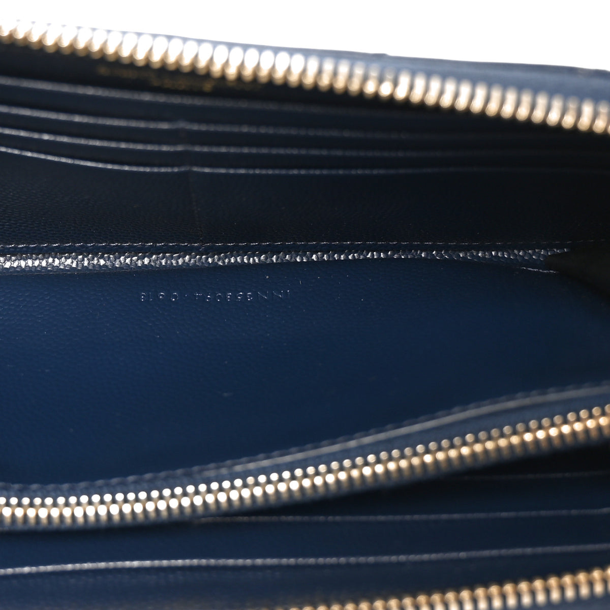 Grain De Poudre Matelasse Chevron Monogram Zip Around Wallet Deep Marine
