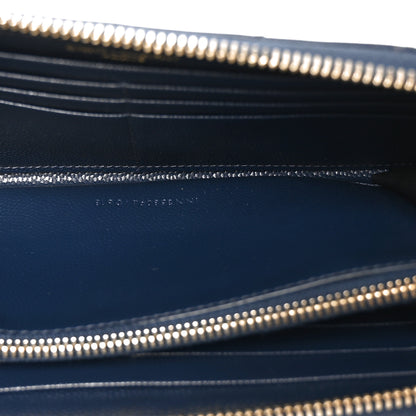 Saint Laurent Grain De Poudre Matelasse Chevron Monogram Zip Around Wallet Deep Marine 5 of 7