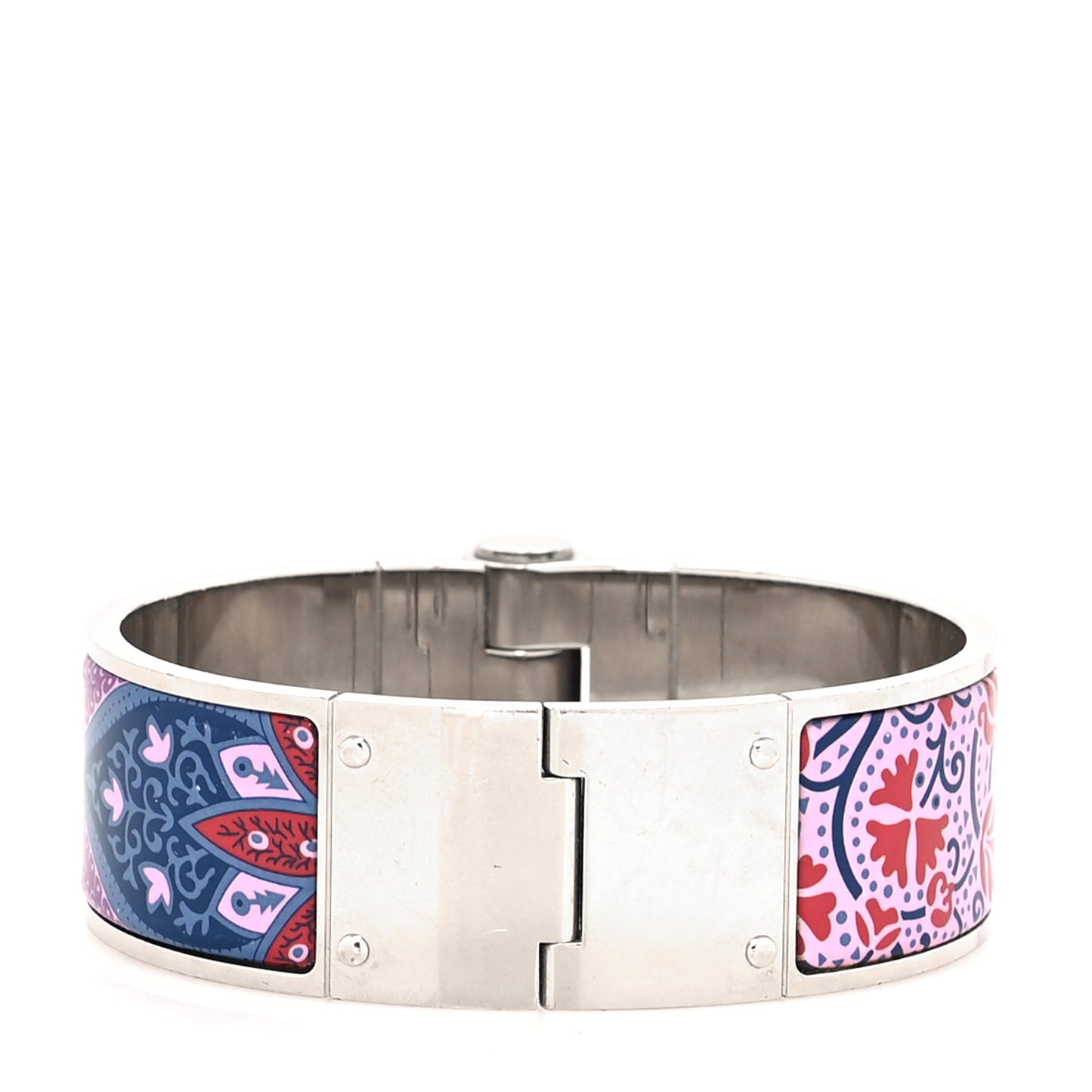 ERMES Enamel Printed Wide Cachemire Fleuri Hinged Bracelet M Surnaturel
