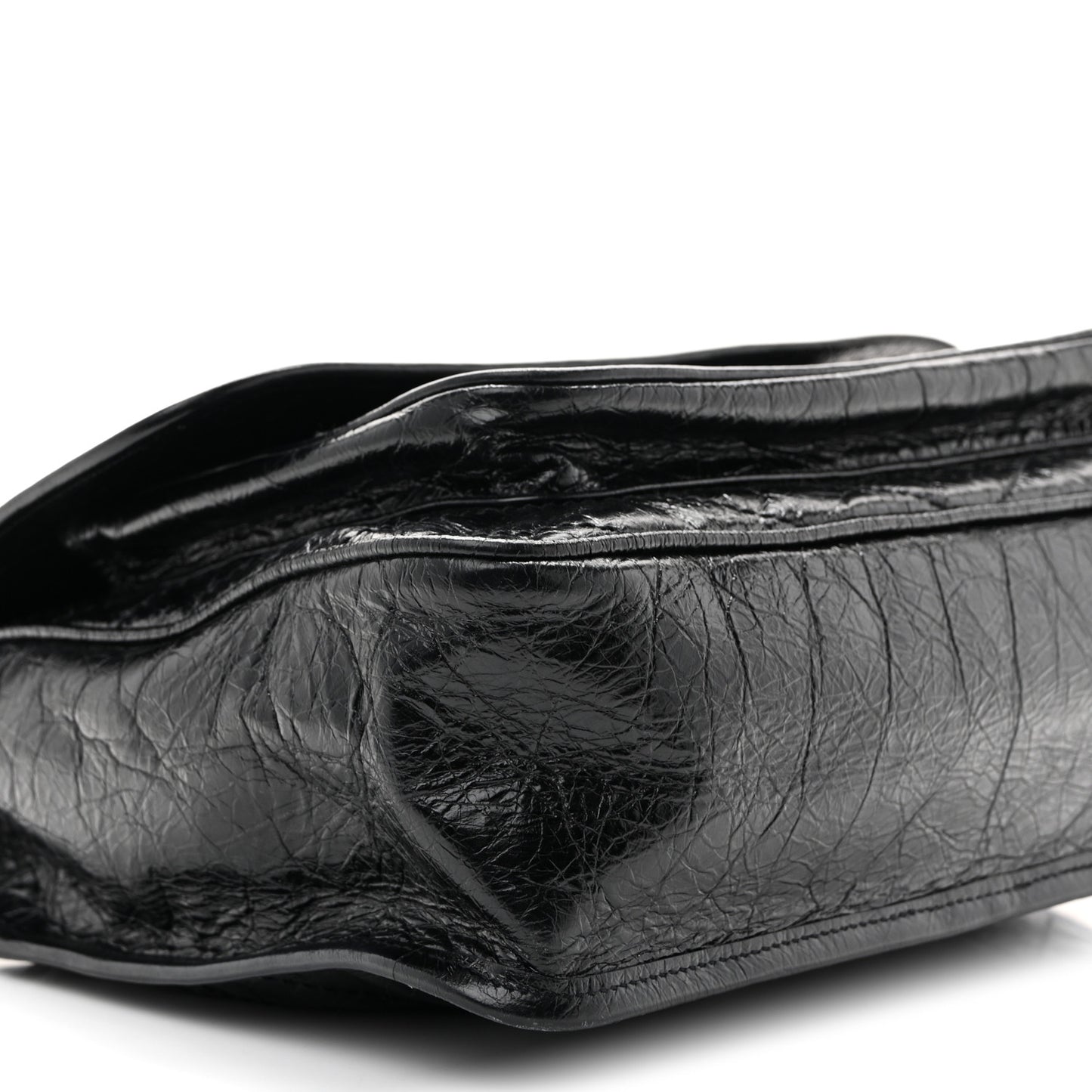 Crinkled Calfskin Matelasse Monogram Large Niki Chain Satchel Black