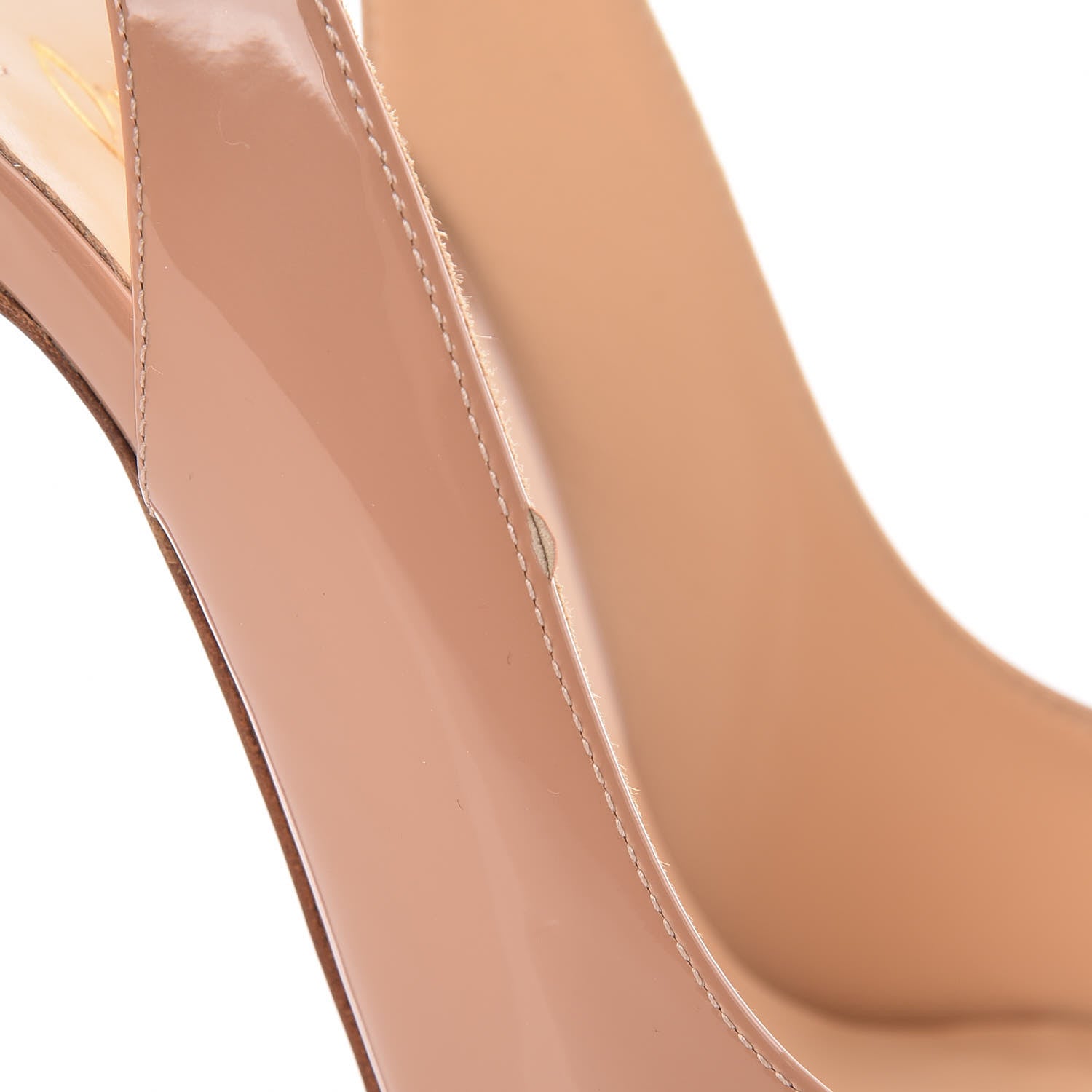 Christian Louboutin Patent Lady Peep Sling 150 Pumps 37.5 Nude 8 of 9