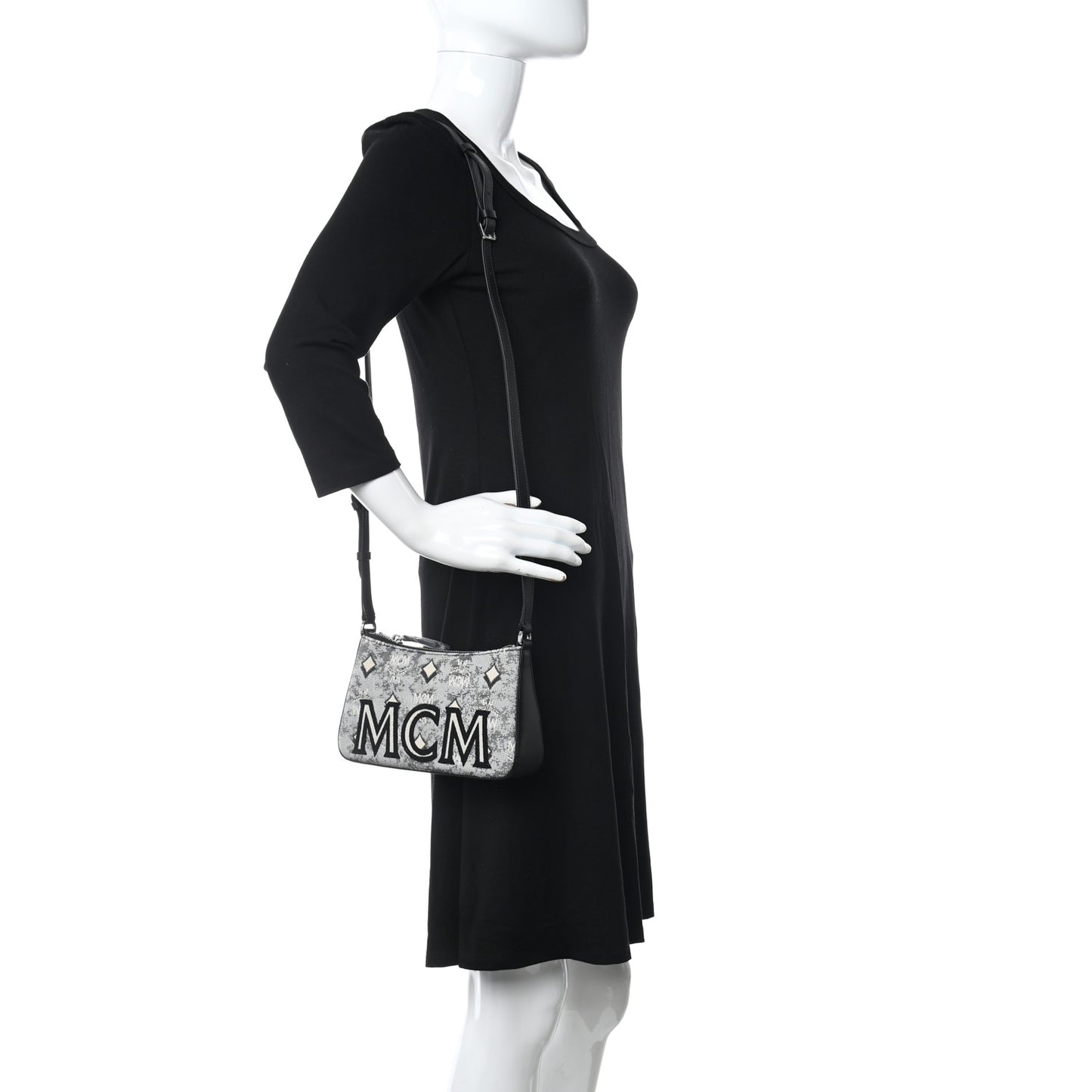 Vintage Jacquard Monogram Mini Aren Shoulder Bag Grey