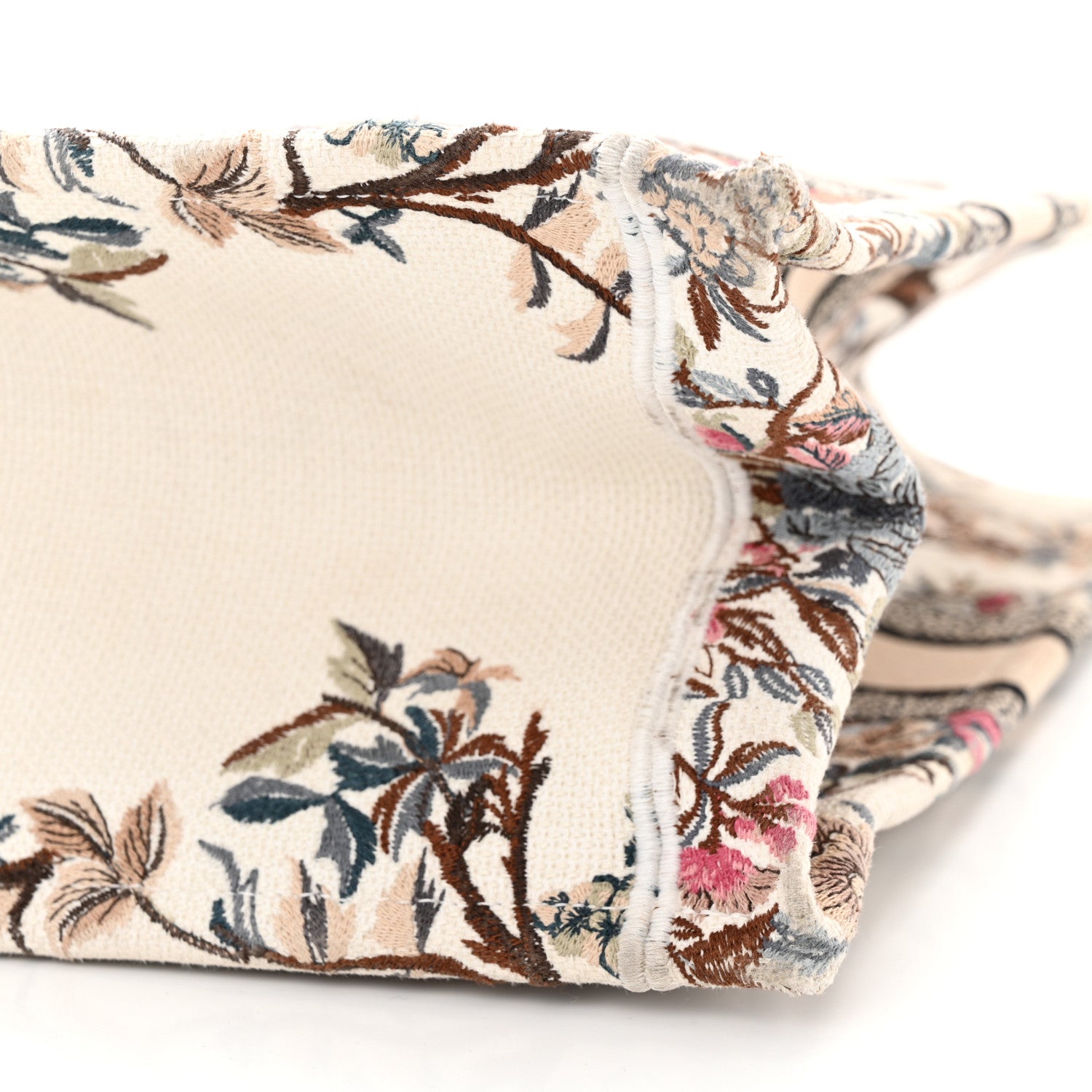 Christian Dior Canvas Embroidered Large Jardin D'Hiver Book Tote Latte Multicolor 10 of 16