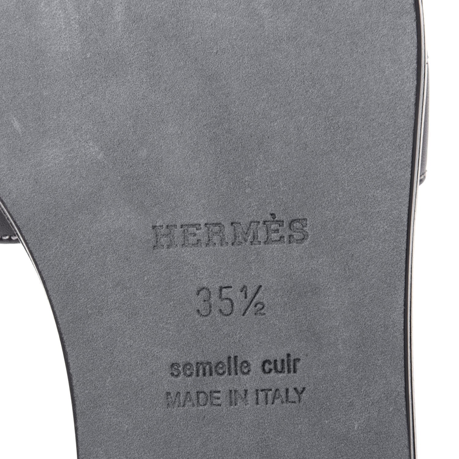 Hermes Box Calfskin Oran Sandals 35.5 Black 8 of 11