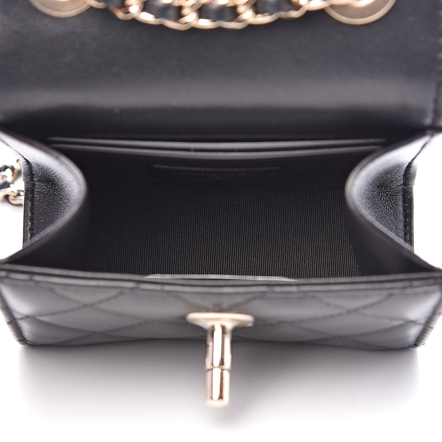 Lambskin Quilted Mini Trendy CC Chain Wallet Black