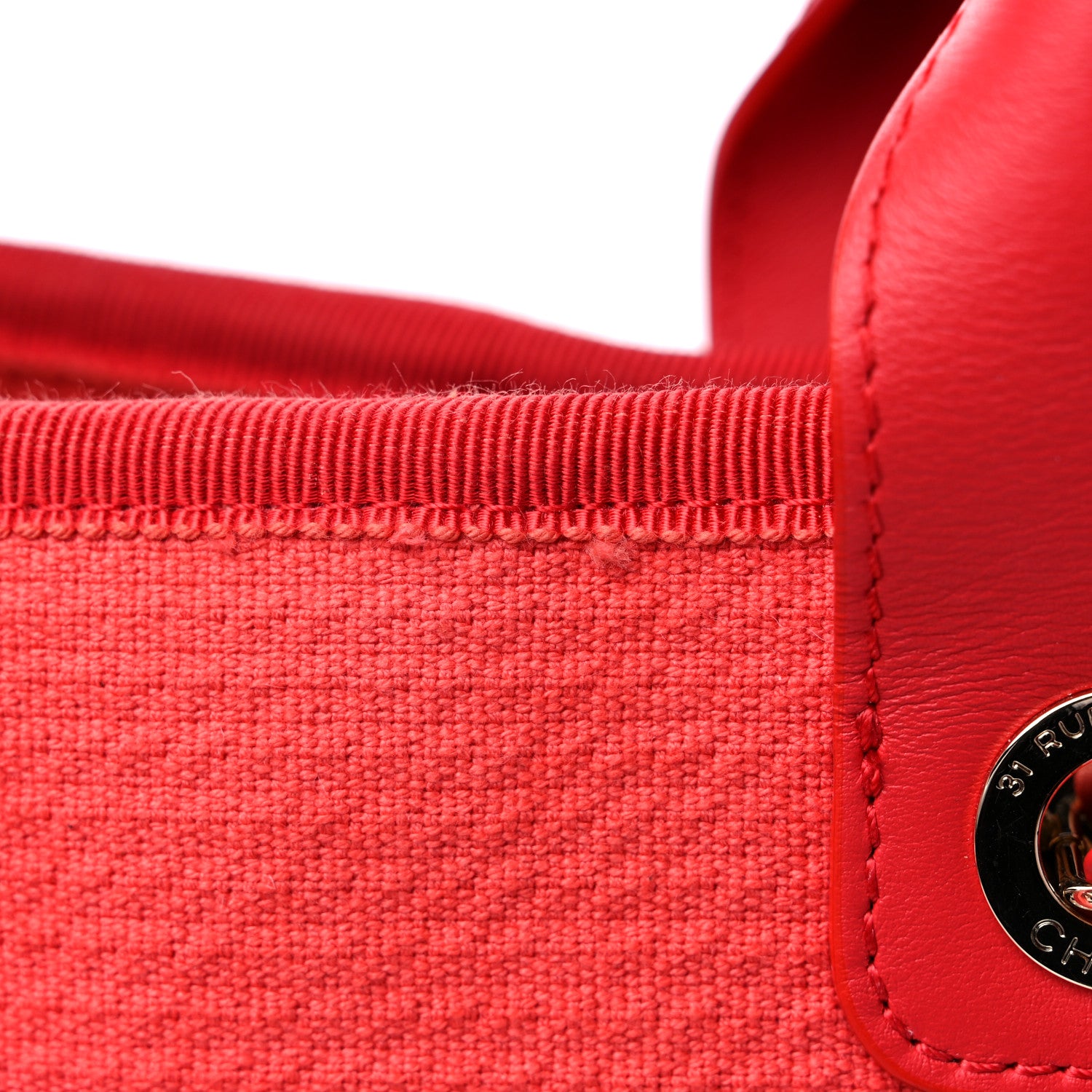 Chanel Mixed Fibers Small Deauville Tote Red 14 of 15
