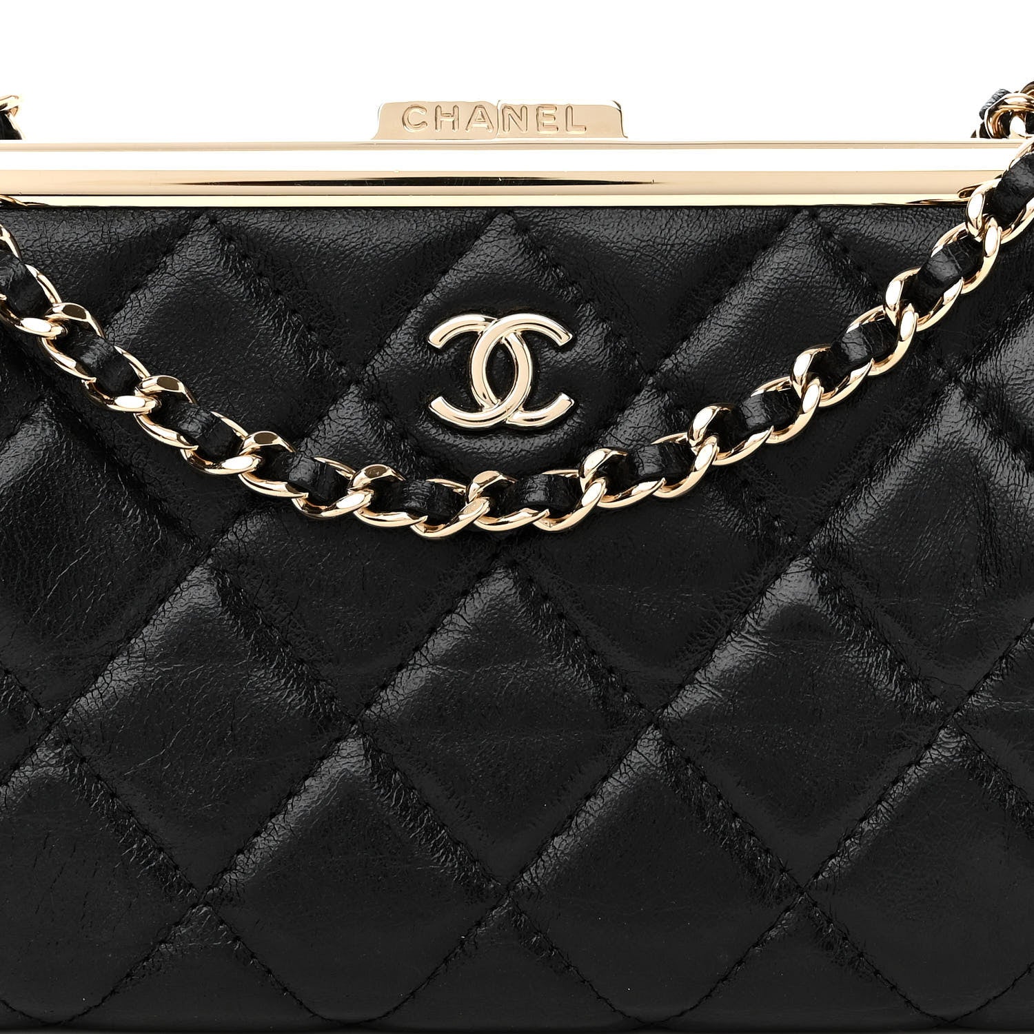 Chanel Lambskin Quilted Frame Clutch With Chain Black 9 of 12
