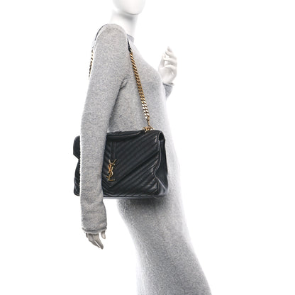 Saint Laurent Sheepskin Matelasse Chevron Monogram Large College Bag Black 2 of 11