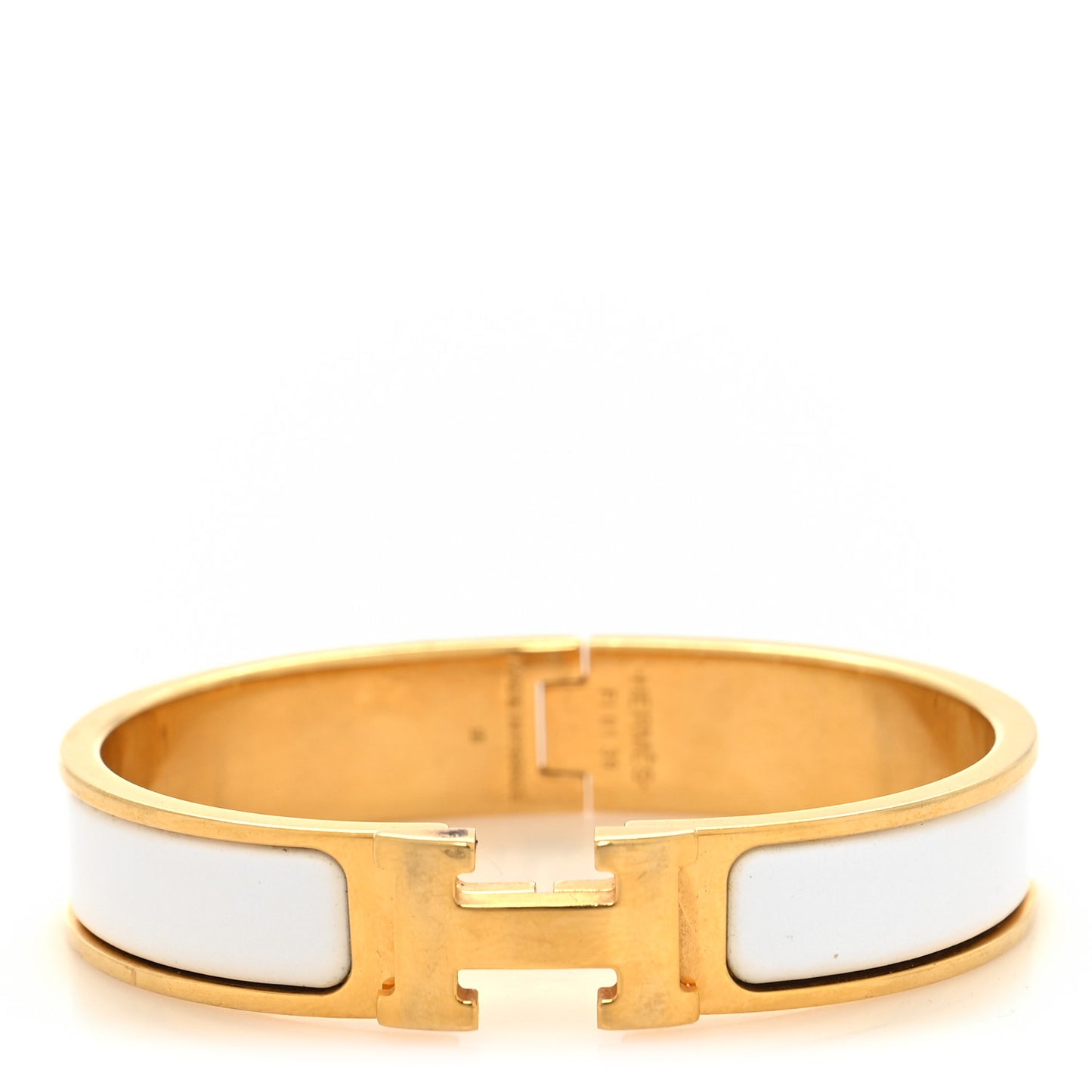 Enamel Narrow Clic Clac H Bracelet PM White