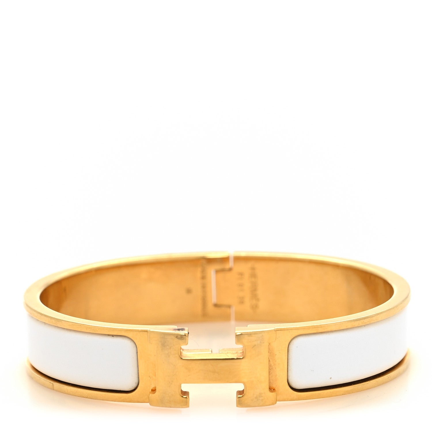 Hermes Enamel Narrow Clic Clac H Bracelet PM White 1 of 4