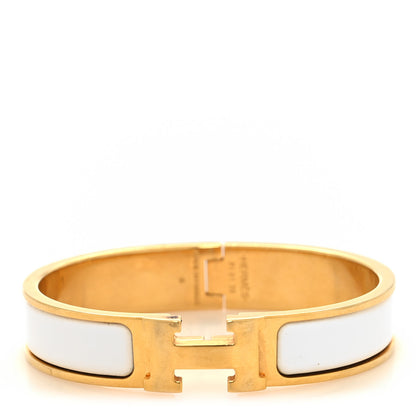 Hermes Enamel Narrow Clic Clac H Bracelet PM White 1 of 4