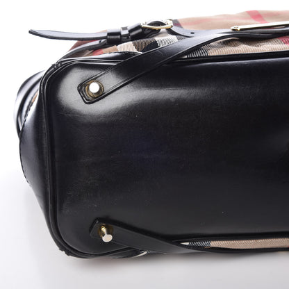 Burberry House Check Bridle Calfskin Medium Lynher Tote Black 7 of 11