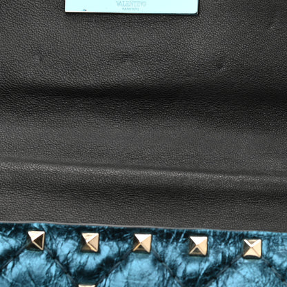 Valentino Garavani Metallic Wrinkled Lambskin Small Rockstud Spike Shoulder Bag Peacock 10 of 10