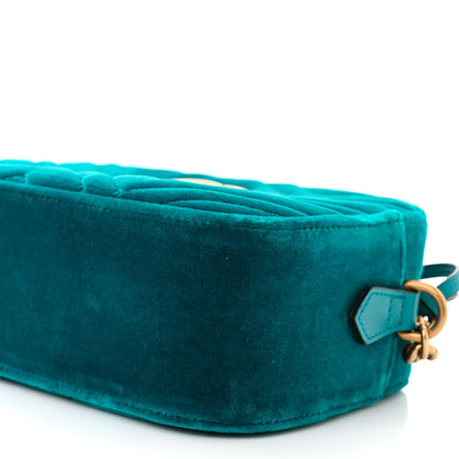 Gucci Velvet Matelasse Small GG Marmont Chain Shoulder Bag Pavone Cyan 10 of 10