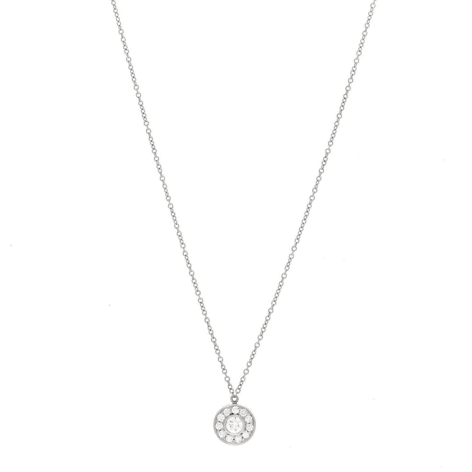 Tiffany Platinum Diamond .32ctw Circlet Pendant Necklace 1 of 4