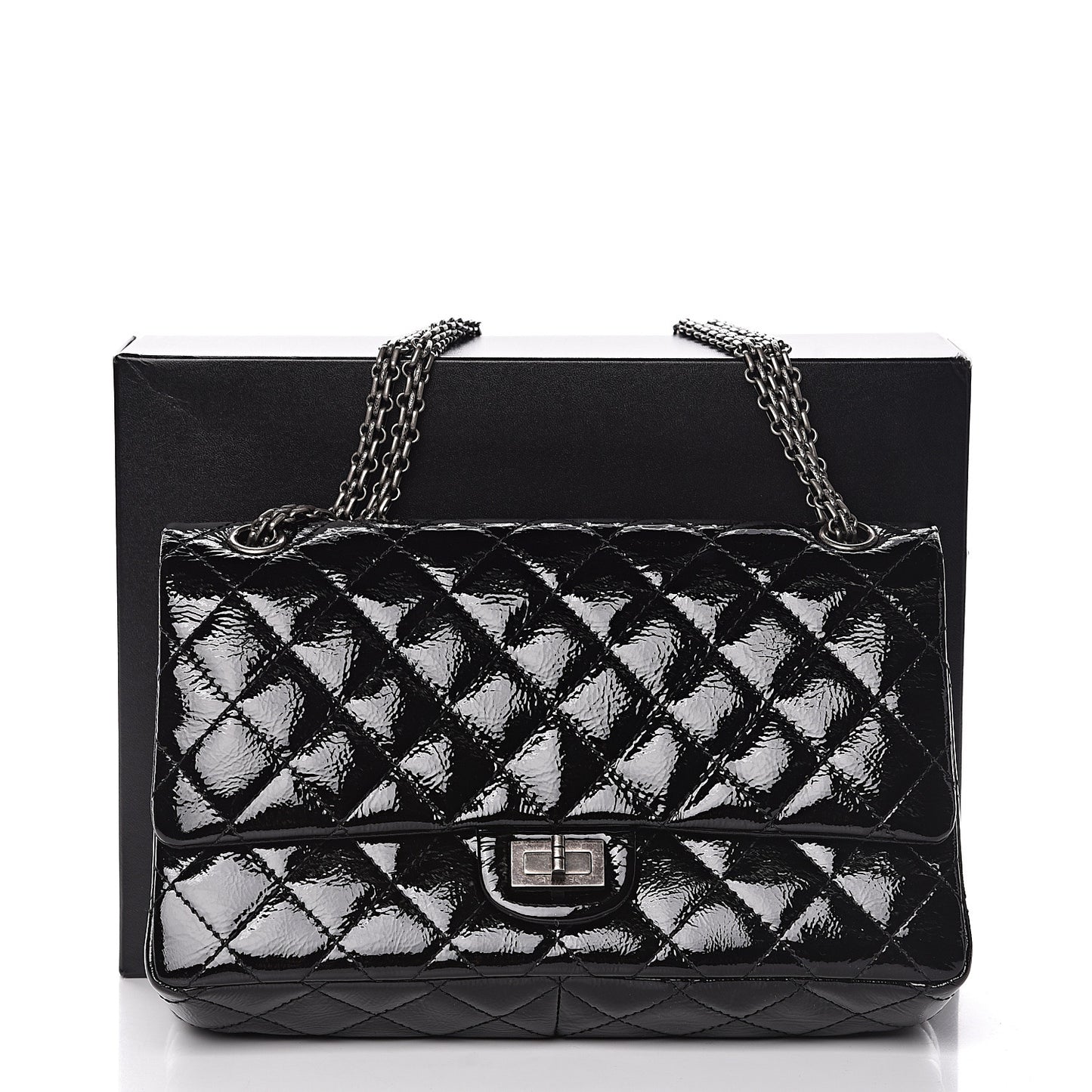 Distressed Patent Quilted 2.55 Reissue 226 Flap Black