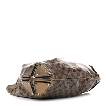 Gucci Crystal Monogram Medium Indy Top Handle Bag Gold 3 of 15