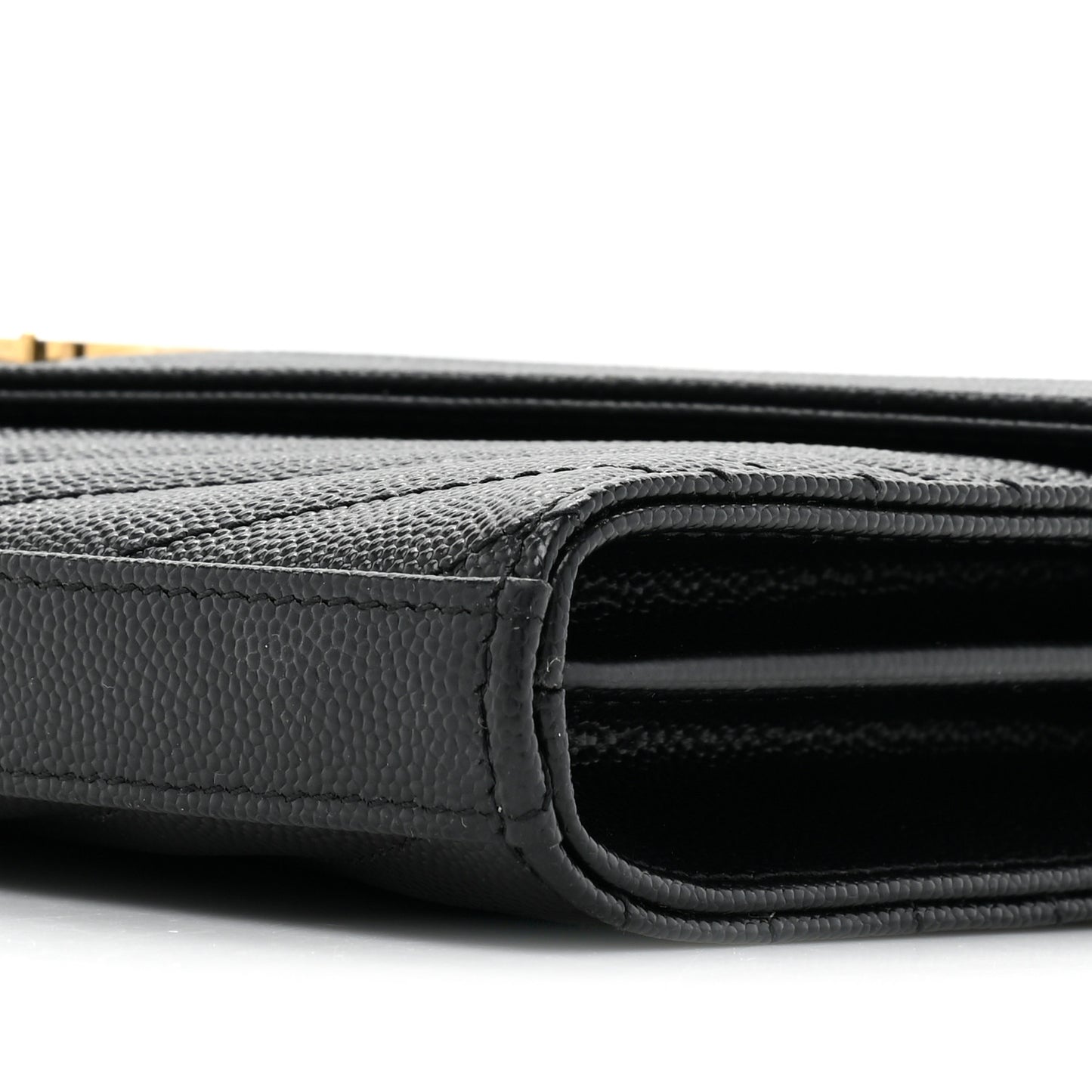 Grain De Poudre Matelasse Chevron Monogram Chain Wallet Black