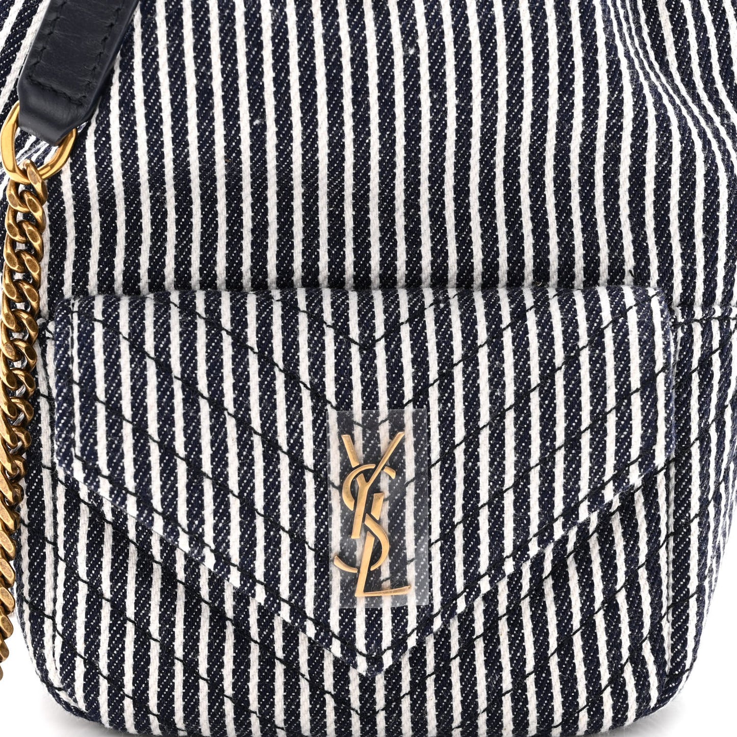 Canvas Striped Nano Joe Bucket Bag Deep Marine Cream