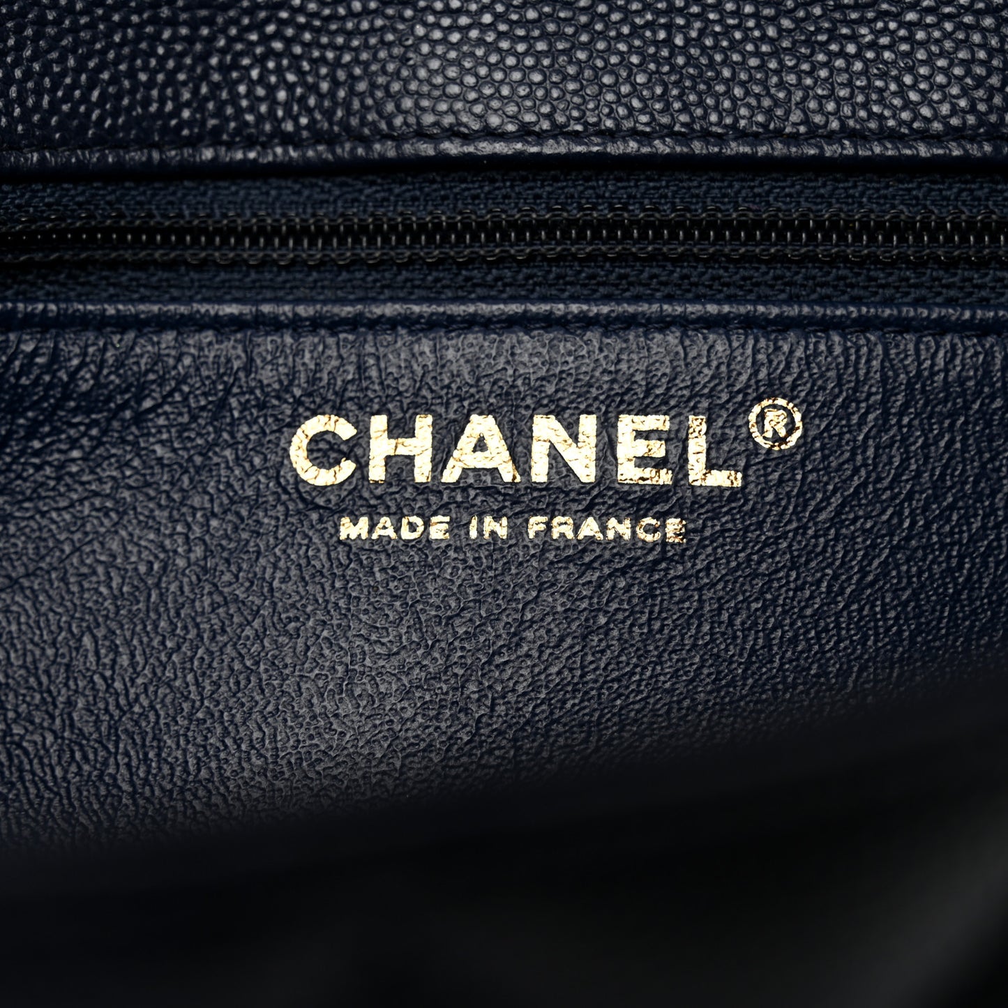 Caviar Quilted Flap Clutch Navy