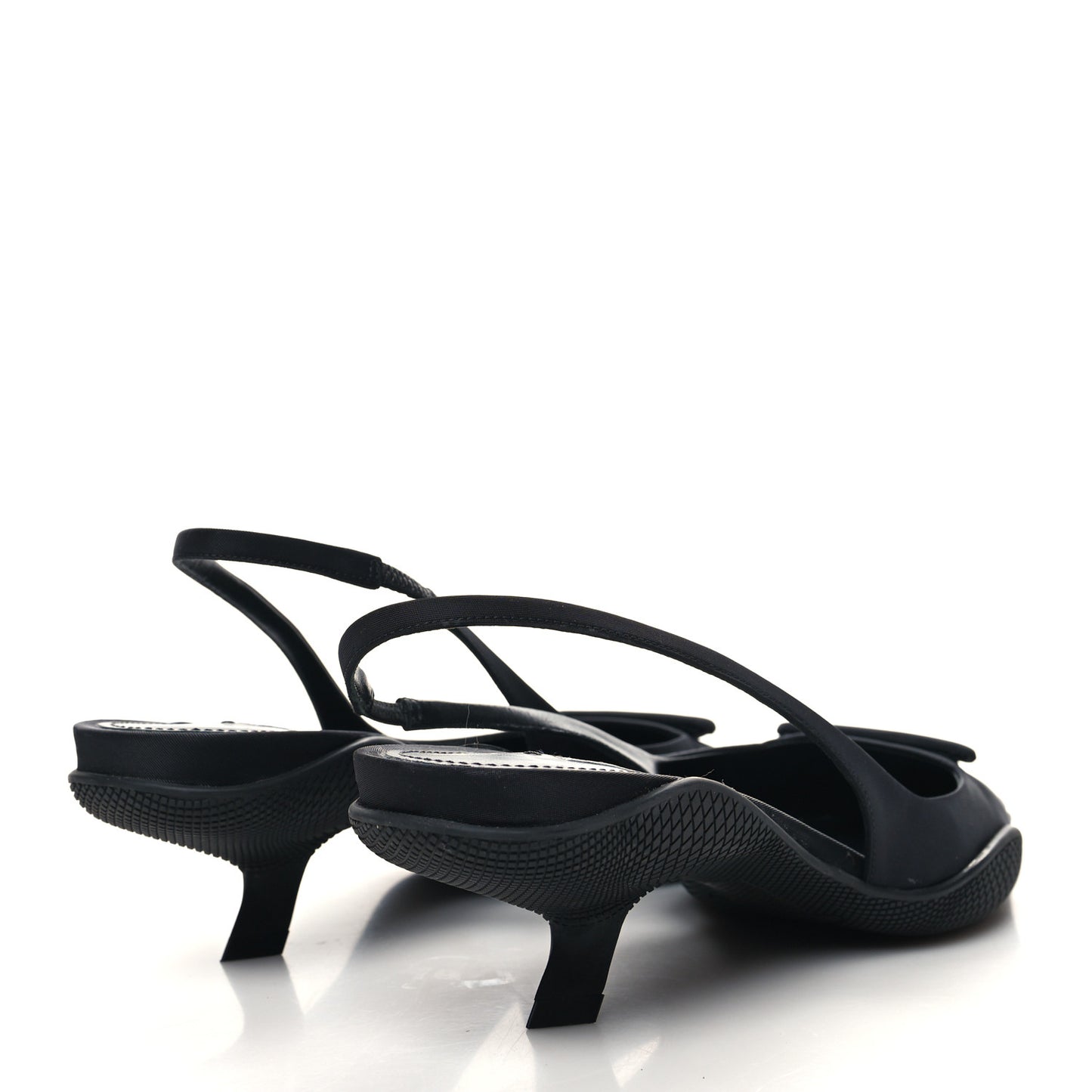 Nylon Logo Pointed Toe 45mm Slingback Pumps 39 Black