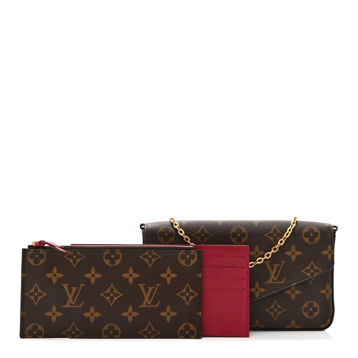 Monogram Pochette Felicie Chain Wallet Fuchsia