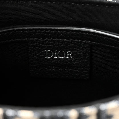 Christian Dior Grained Calfskin Oblique Mini Saddle Messenger Bag With Flap Beige Black 6 of 10