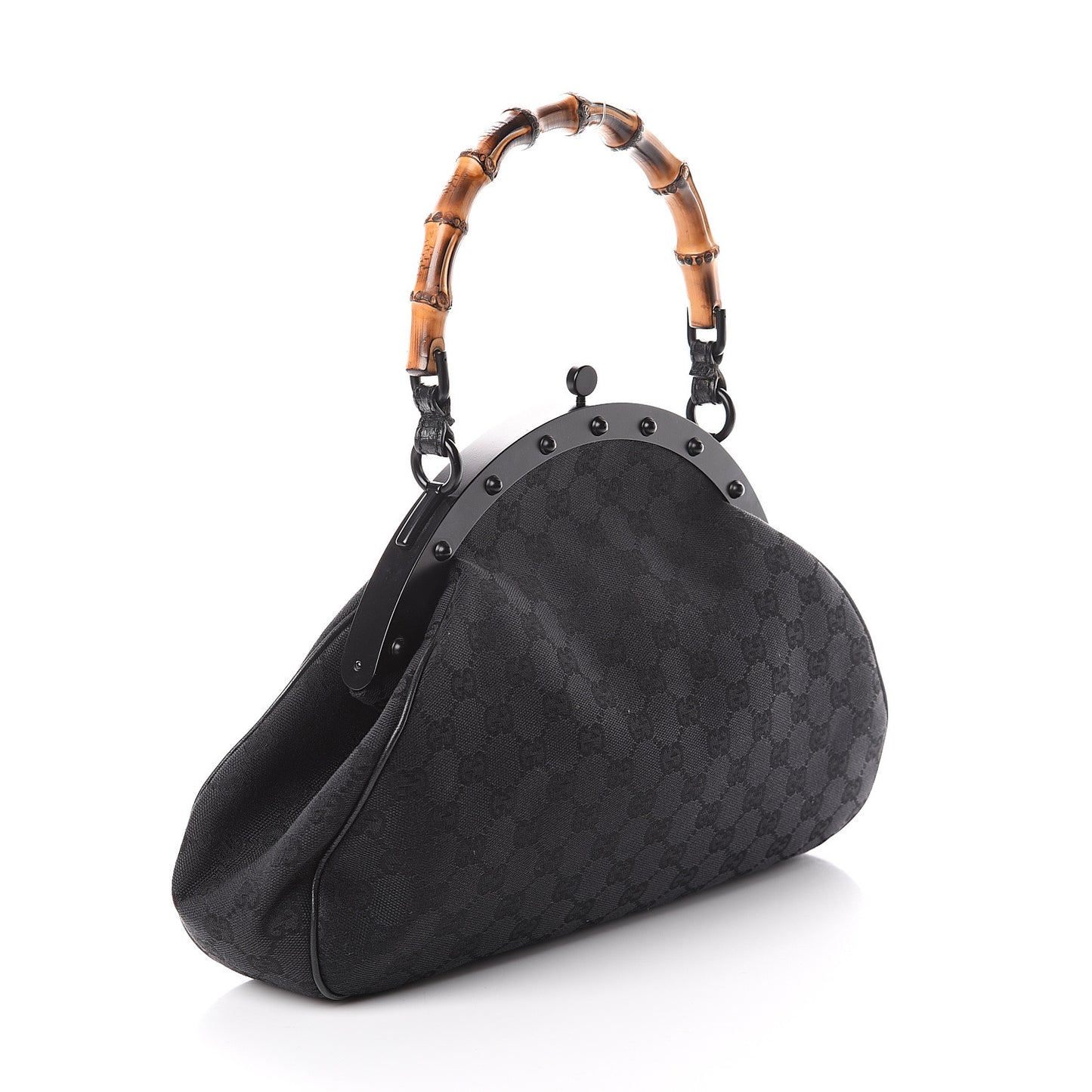 Monogram Bamboo Top Handle Bag Black