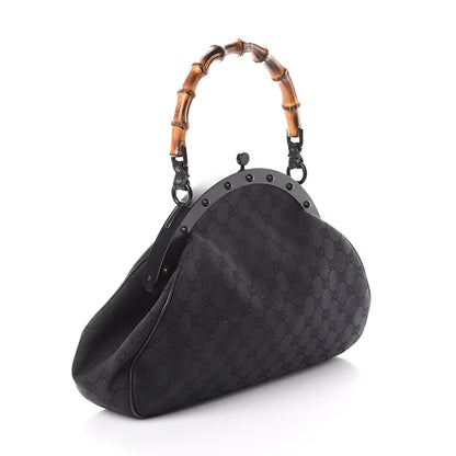 Gucci Monogram Bamboo Top Handle Bag Black 2 of 8