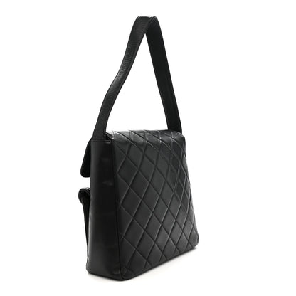 Chanel Lambskin Quilted Double Pocket Shoulder Bag Black 3 of 13
