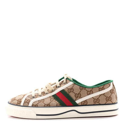 Gucci GG Monogram Web Womens 1977 Tennis Sneakers 41 Beige Ebony Mystic White 1 of 9