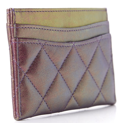 Chanel Iridescent Lambskin Quilted Card Holder Purple 3 of 9