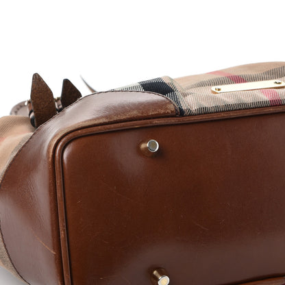 Burberry House Check Bridle Calfskin Small Whipstitch Tote Dark Tan 15 of 18