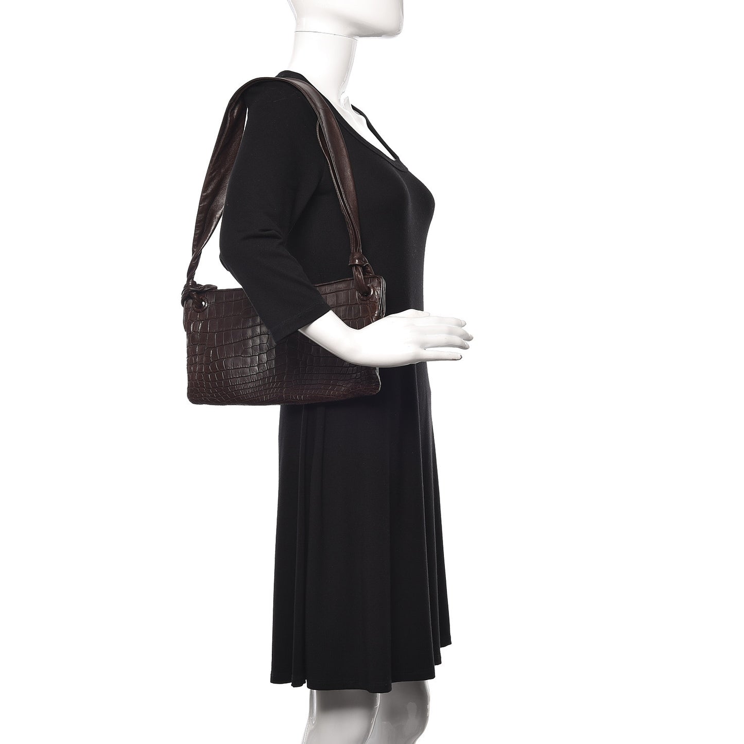 Crocodile Shoulder Bag Brown