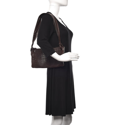 Bottega Veneta Crocodile Shoulder Bag Brown 2 of 10