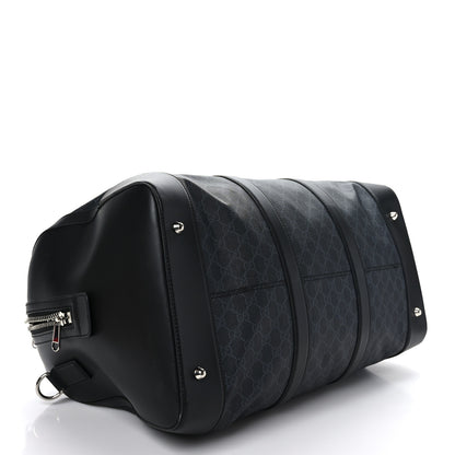Gucci Soft GG Supreme Monogram Appia Calfskin Web Large Carry On Duffle Bag Black Grey 3 of 10
