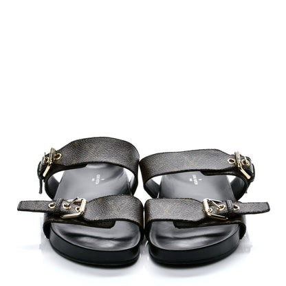 Louis Vuitton Monogram Bom Dia Mule Sandals 36 Black 2 of 9