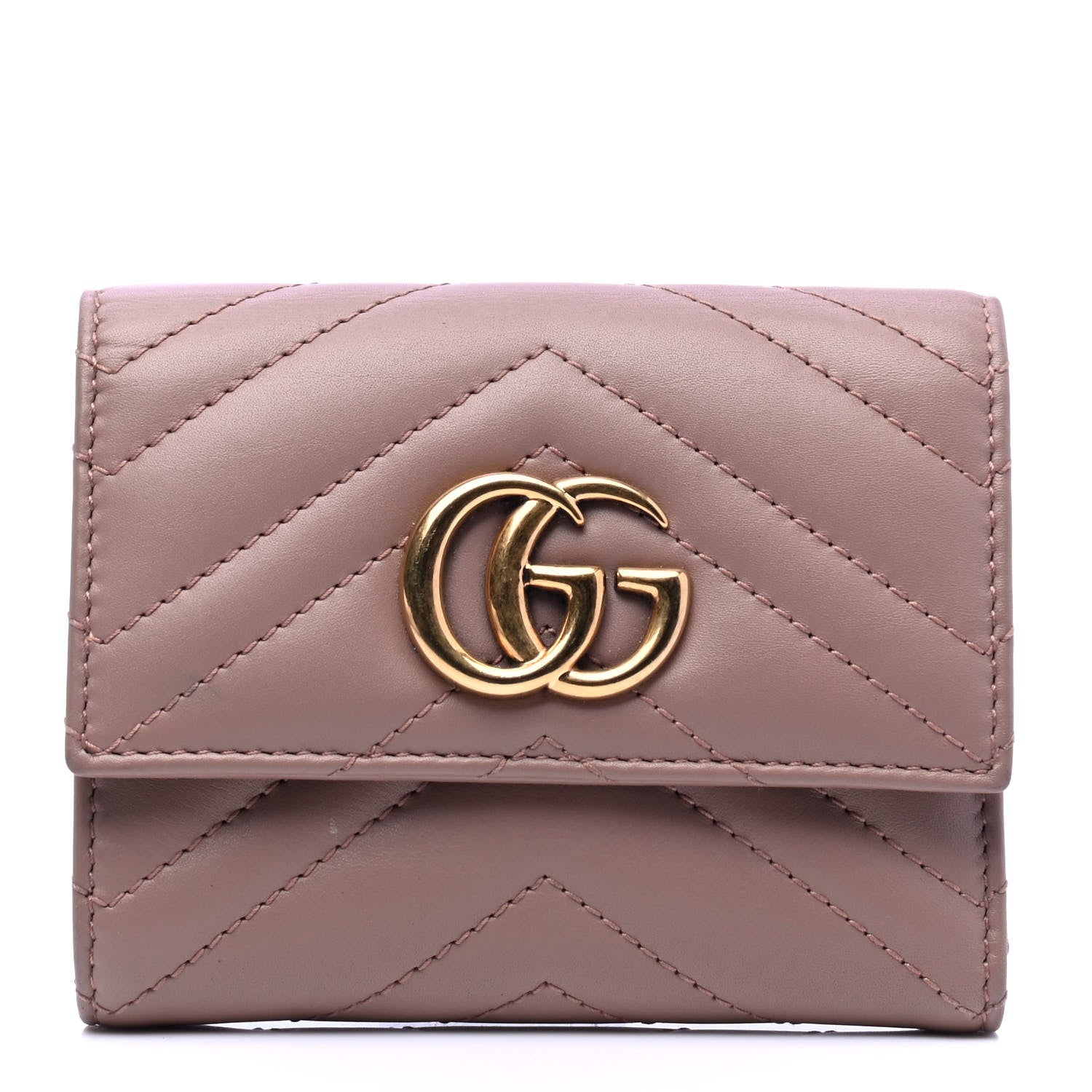 Gucci Calfskin Matelasse GG Marmont Wallet Porcelain Rose 1 of 4