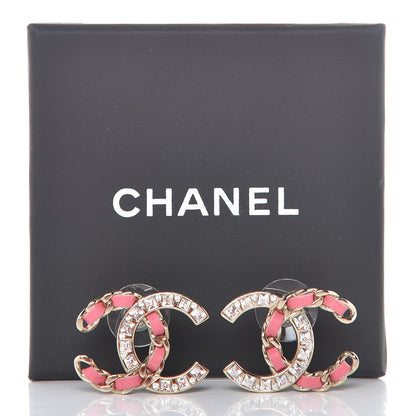 Chanel Crystal Baguette Lambskin Large CC Earrings Gold Pink 6 of 6
