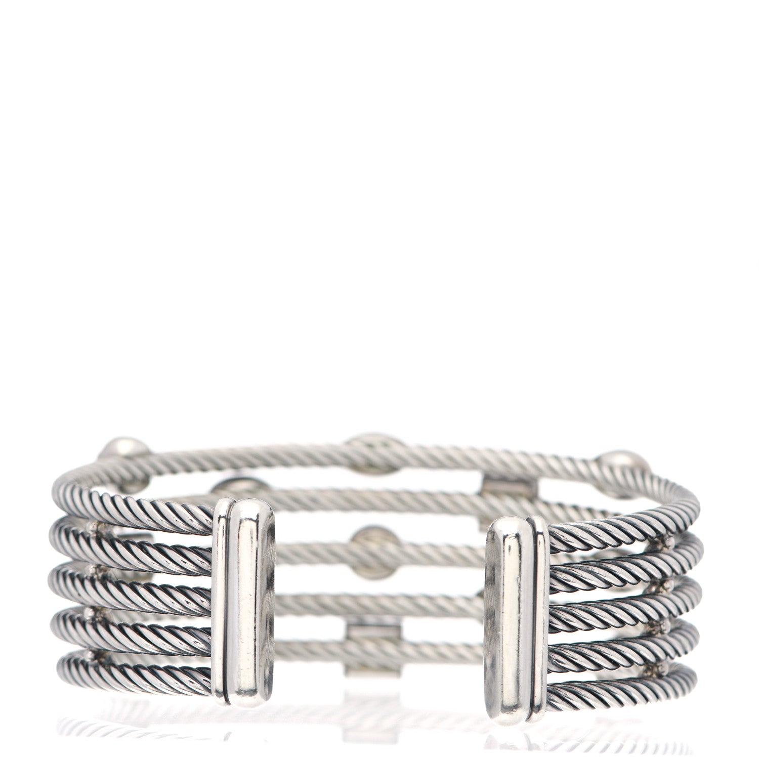 David Yurman Sterling Silver Garnet Iolite Amethyst Pink Tourmaline Confetti Five Row Bracelet 2 of 4