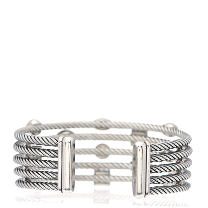 David Yurman Sterling Silver Garnet Iolite Amethyst Pink Tourmaline Confetti Five Row Bracelet 2 of 4