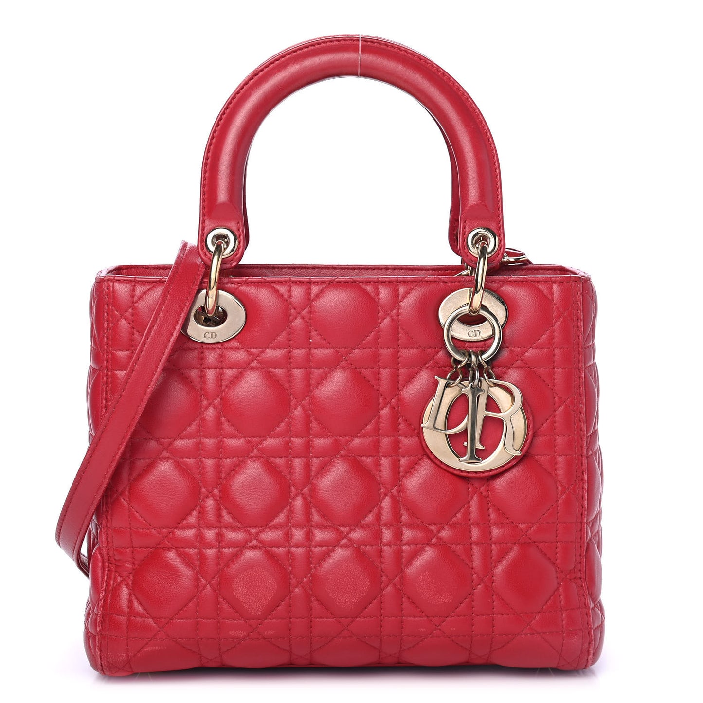 Lambskin Cannage Medium Lady Dior Red