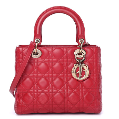Christian Dior Lambskin Cannage Medium Lady Dior Red 1 of 5