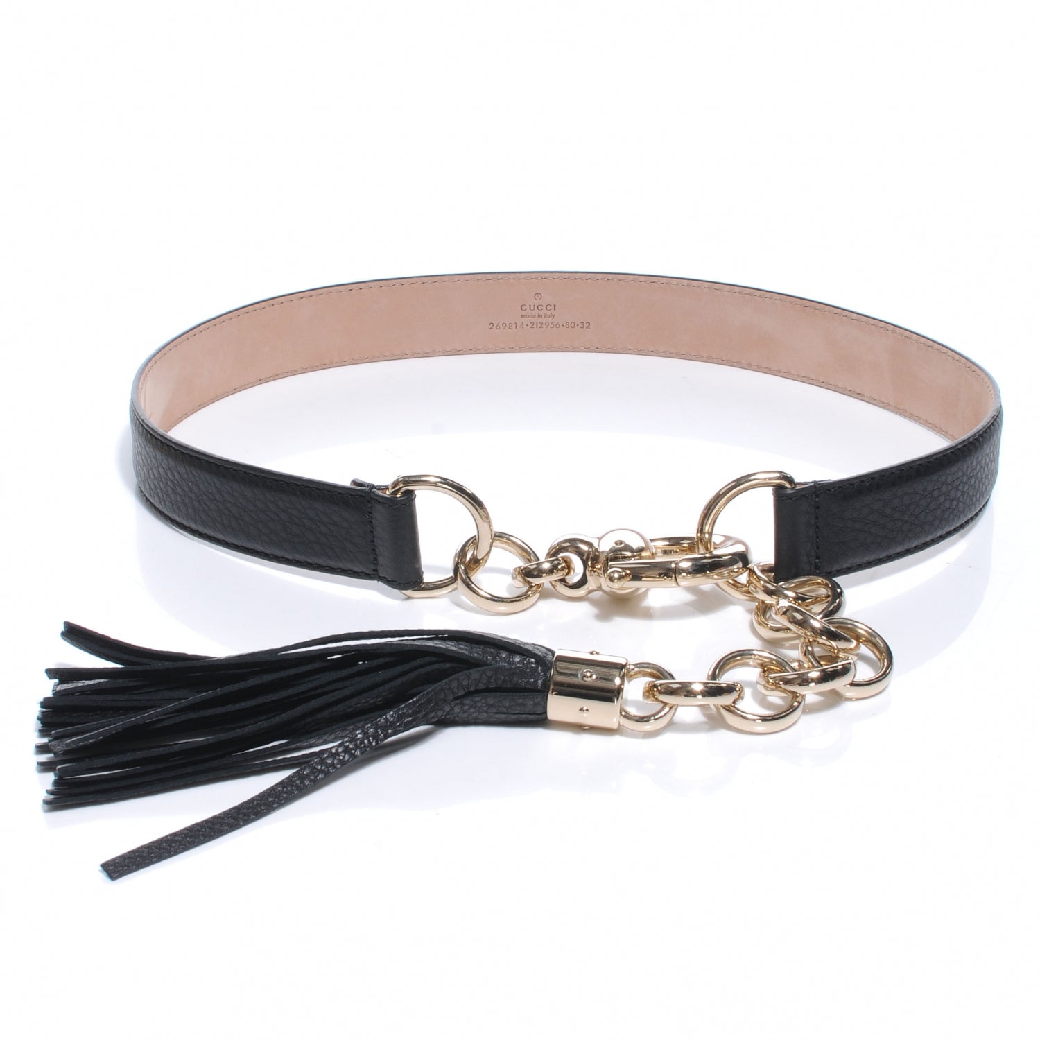Gucci Leather Bamboo Tassel Belt Black 1 of 4