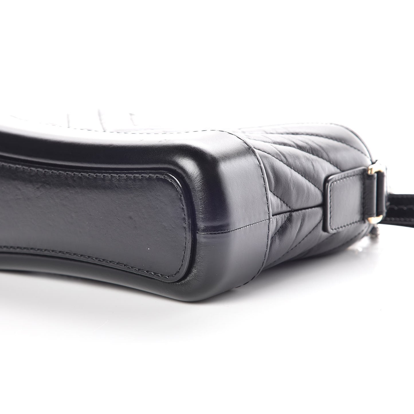 Aged Calfskin Chevron Quilted Small Gabrielle Hobo Black